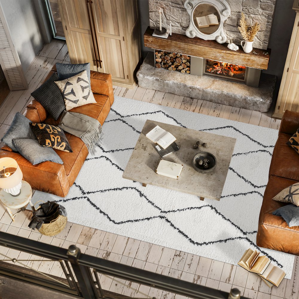Catala Moroccan Diamond Shag Area Rug