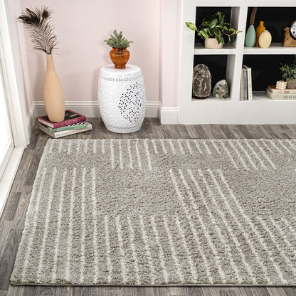 Petra Abstract Stripe Geometric Shag Area Rug