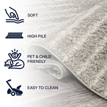 Petra Abstract Stripe Geometric Shag Area Rug