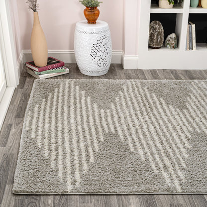 Petra Abstract Stripe Geometric Shag Area Rug