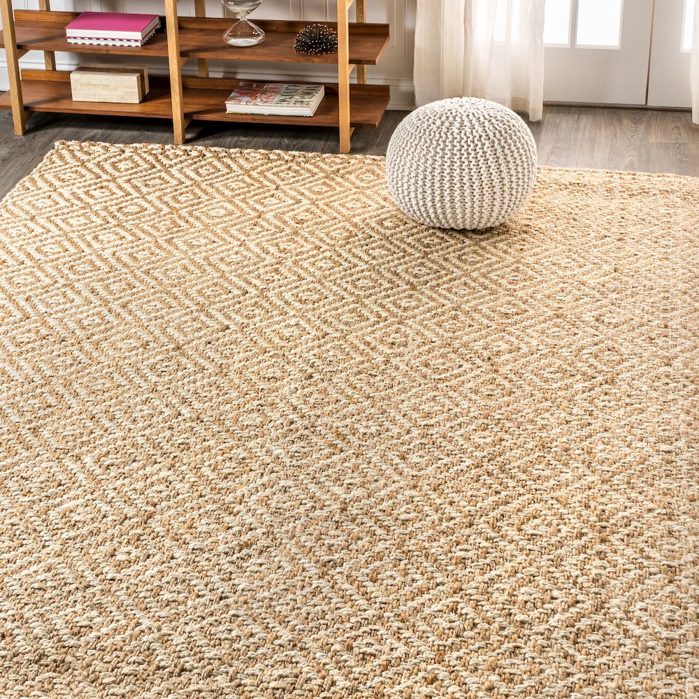 Hira Hand Woven Diamond Chunky Jute Area Rug