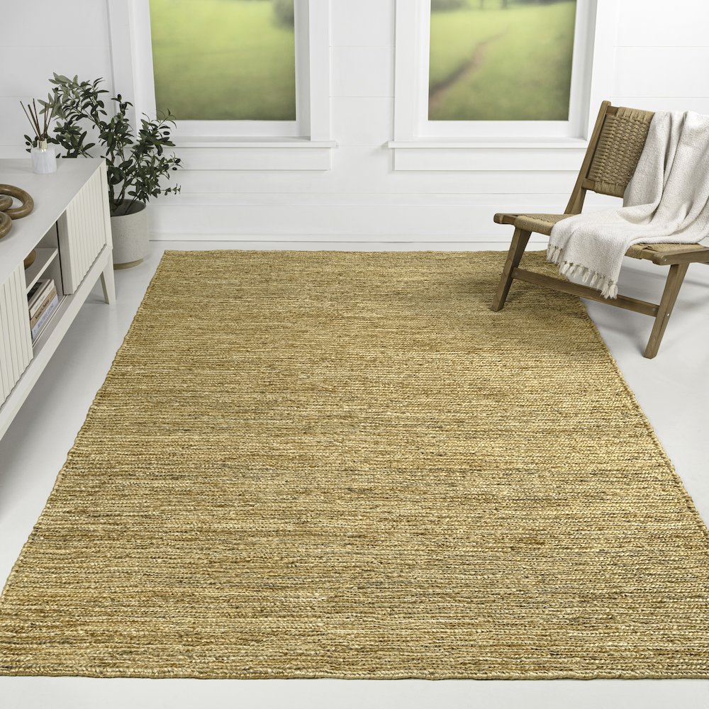 Griffin Rustic Farmhouse Woven Jute Solid Natural 8 ft. x 10 ft. Area Rug