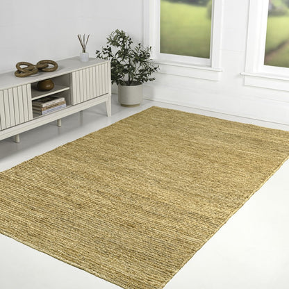 Griffin Rustic Farmhouse Woven Jute Solid Natural 8 ft. x 10 ft. Area Rug