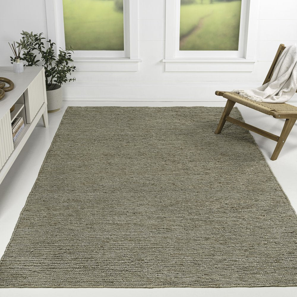 Griffin Rustic Farmhouse Woven Jute Solid Gray 8 ft. x 10 ft. Area Rug