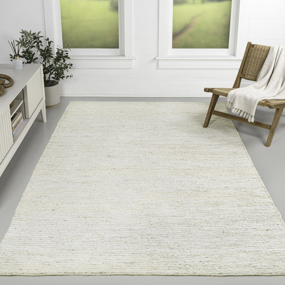 Griffin Rustic Farmhouse Woven Jute Solid Bleach 8 ft. x 10 ft. Area Rug