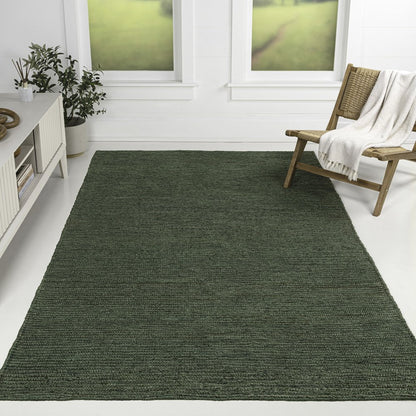 Griffin Rustic Farmhouse Woven Jute Solid Green 8 ft. x 10 ft. Area Rug