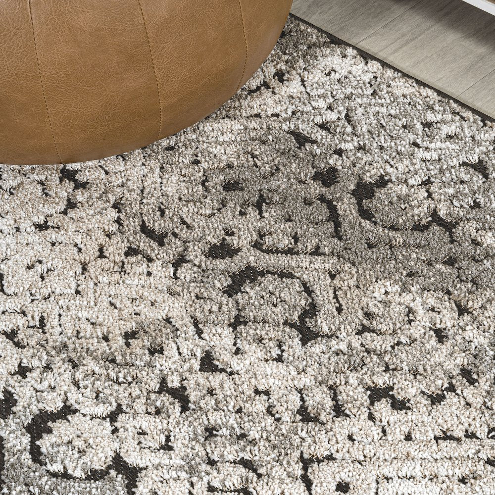 Duenas High-Low Shabby Damask Area Rug