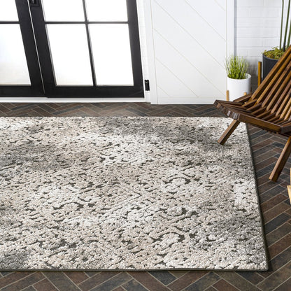Duenas High-Low Shabby Damask Area Rug