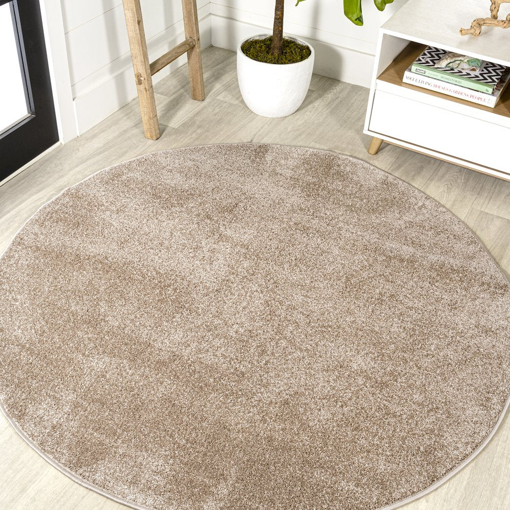 Haze Solid Low Pile Area Rug Beige