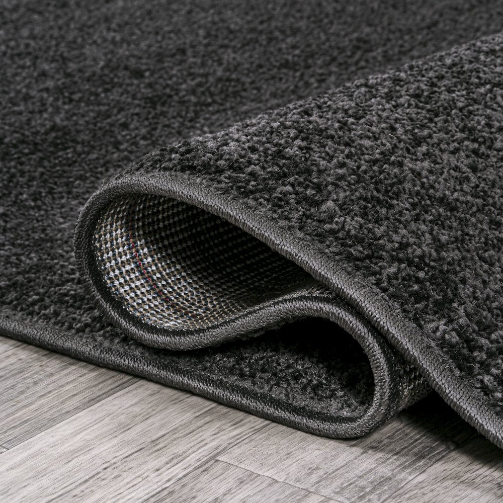 Haze Solid Low Pile Area Rug Black
