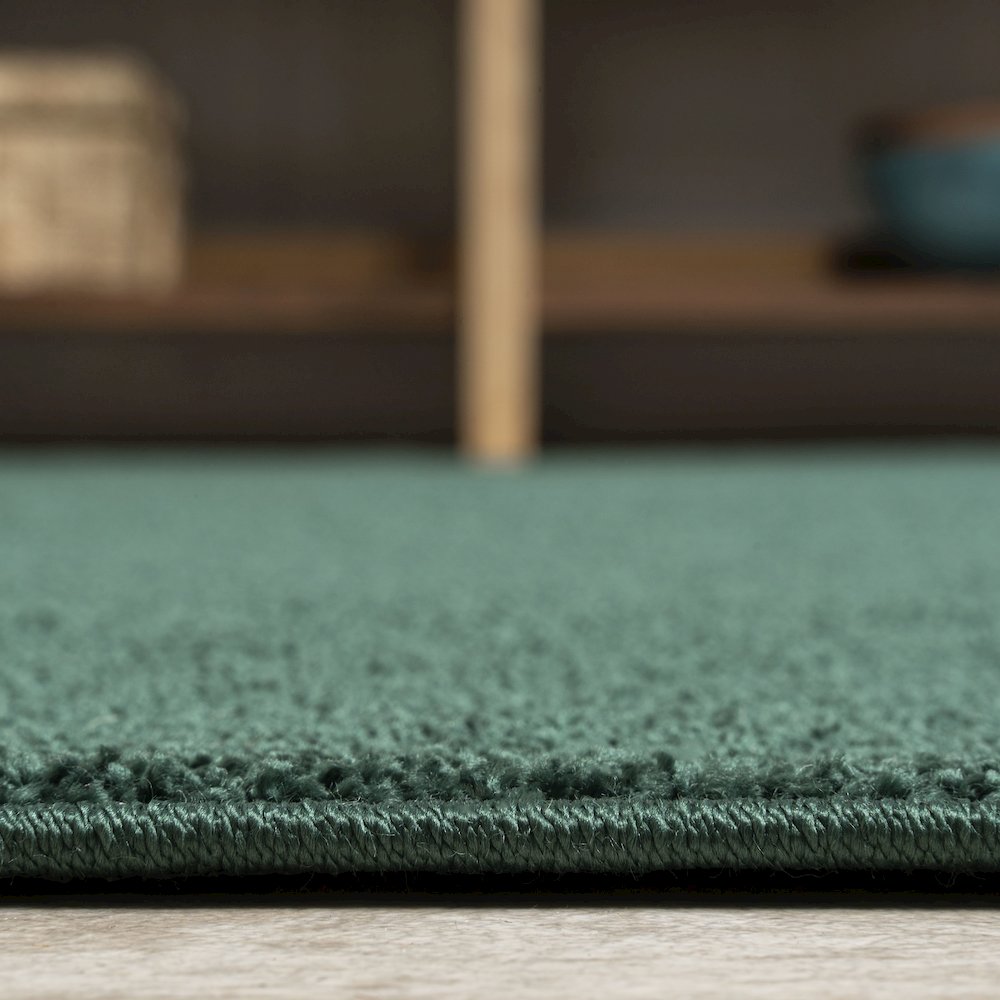 Haze Solid Low Pile Area Rug Emerald