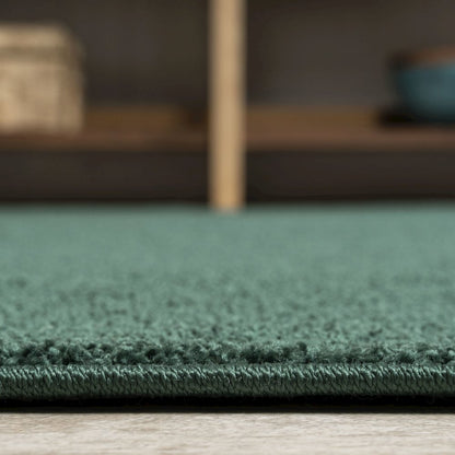 Haze Solid Low Pile Area Rug Emerald
