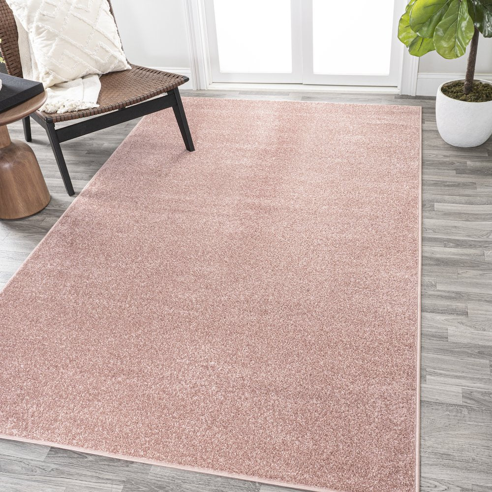 Haze Solid Low Pile Area Rug Pink