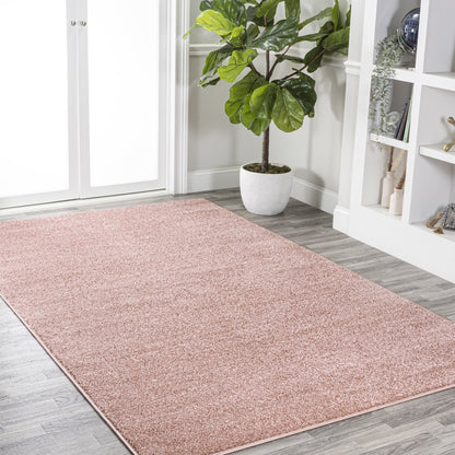 Haze Solid Low Pile Area Rug Pink