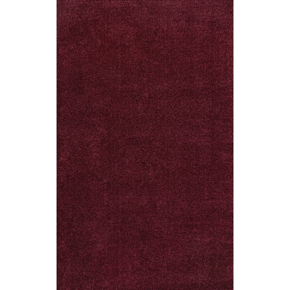 Haze Solid Low Pile Area Rug Dark Red