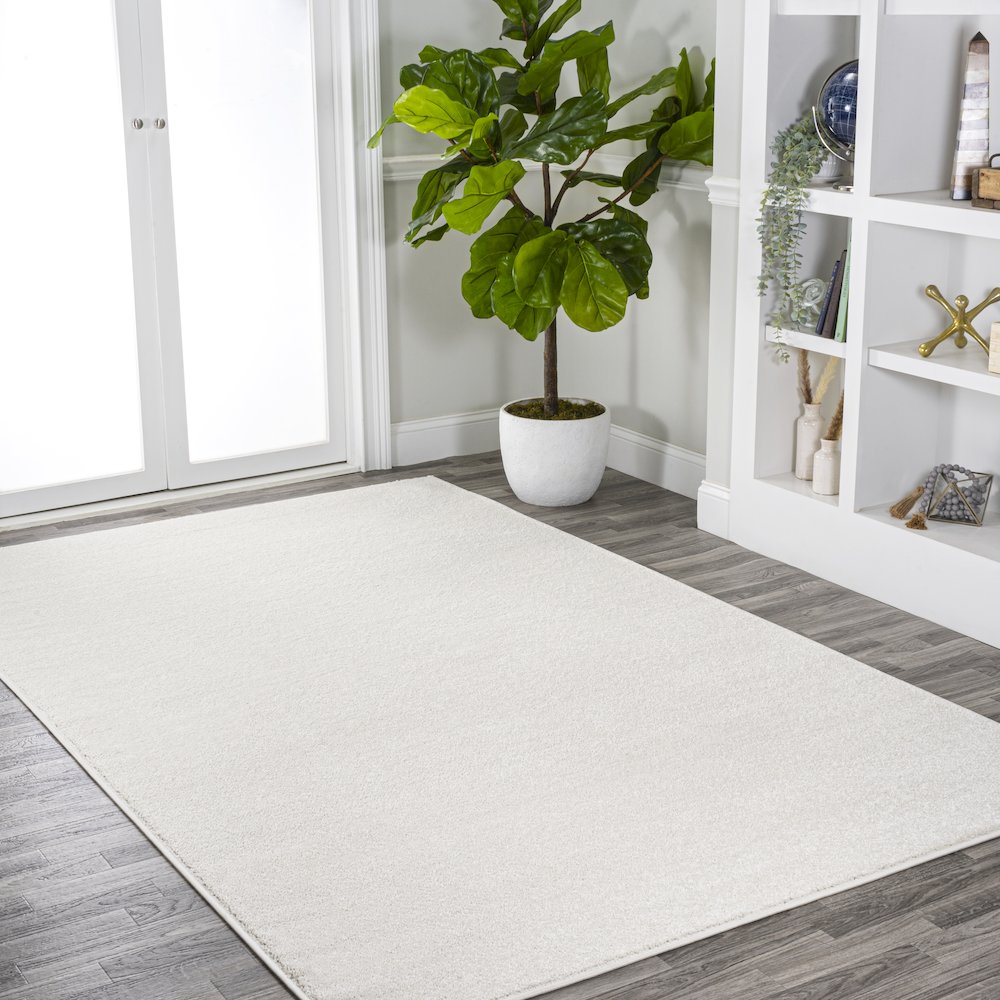 Haze Solid Low Pile Area Rug Cream