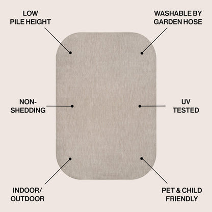 Miles Modern Minimalist Radius Corner SolidIndoor/Outdoor Shaped  Rug
