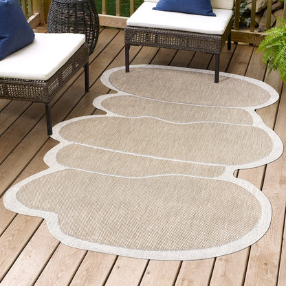 Jasper Modern Rustic Abstract Beige   Indoor/Outdoor Shaped  Rug