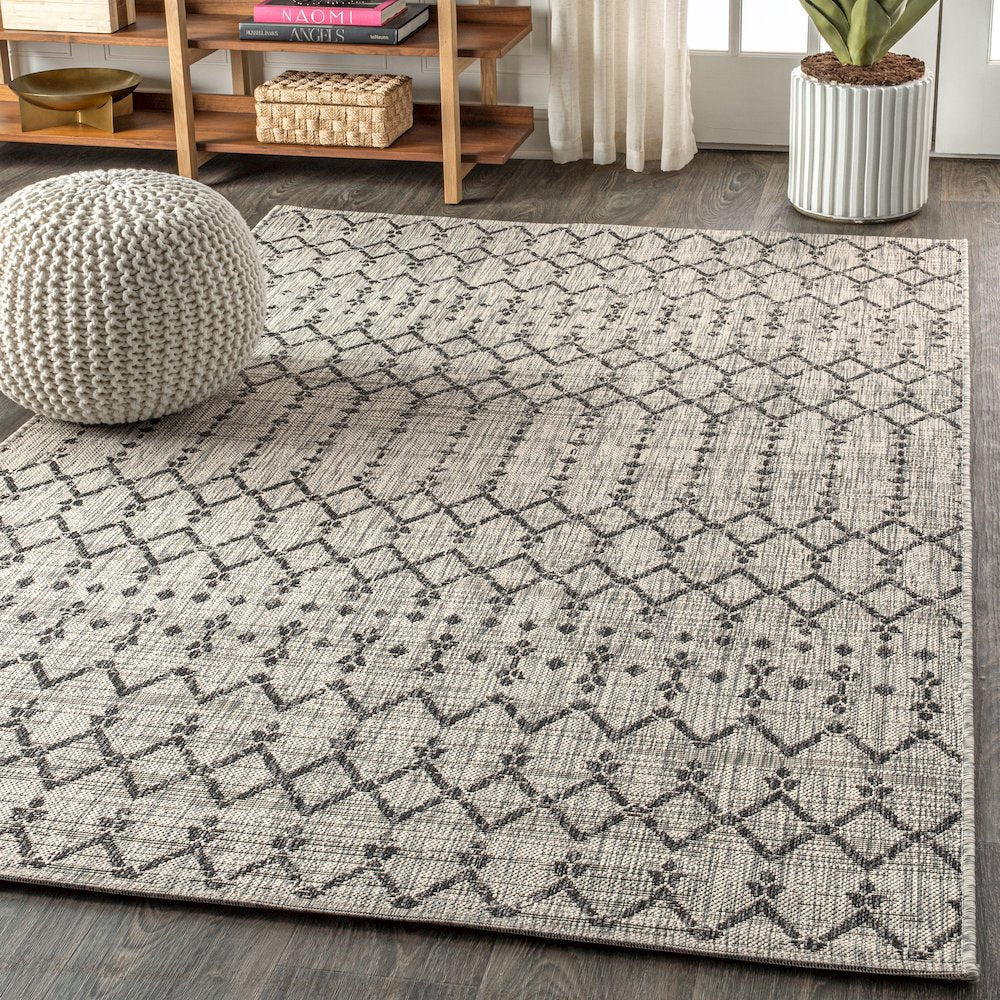 Ourika Moroccan Geometric Textured Weave Indoor/Outdoor Area Rug