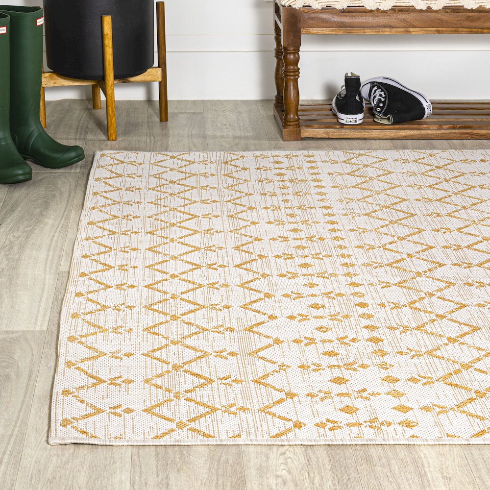 Ourika Moroccan Geometric Textured Weave Indoor/Outdoor Area Rug