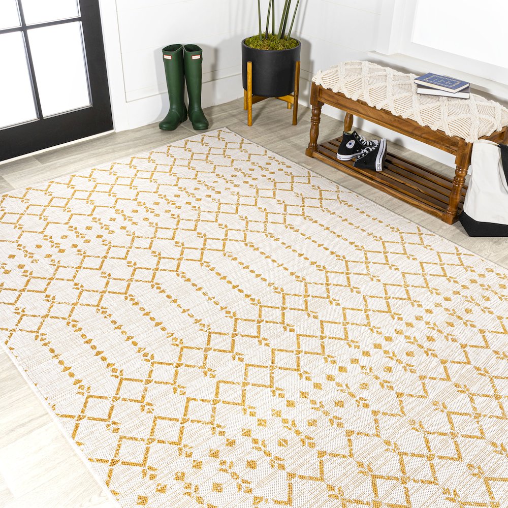Ourika Moroccan Geometric Textured Weave Indoor/Outdoor Area Rug