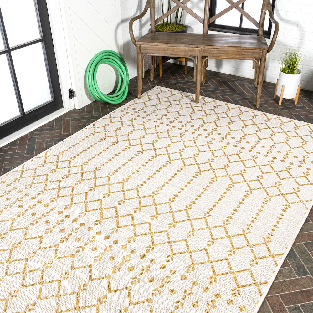 Ourika Moroccan Geometric Textured Weave Indoor/Outdoor Area Rug