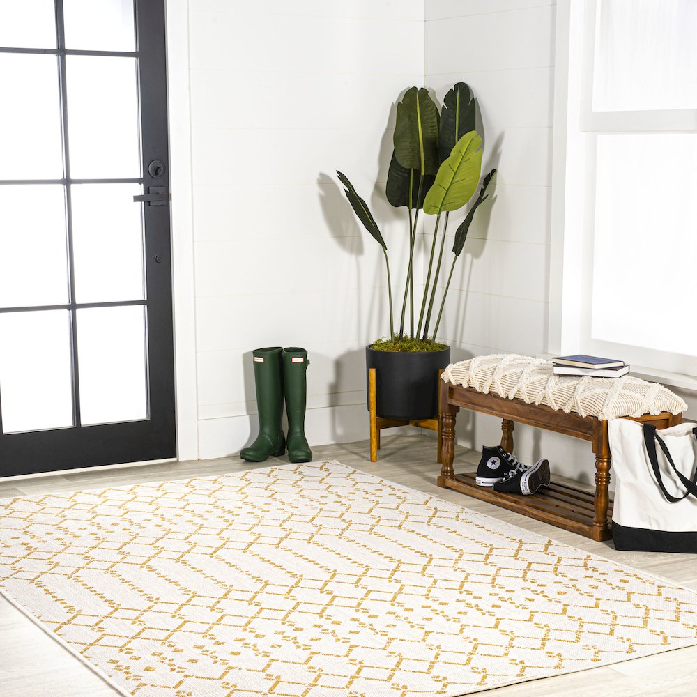 Ourika Moroccan Geometric Textured Weave Indoor/Outdoor Area Rug