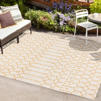Ourika Moroccan Geometric Textured Weave Indoor/Outdoor Area Rug