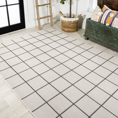 Grid Modern Squares Indoor/Outdoor Area Rug