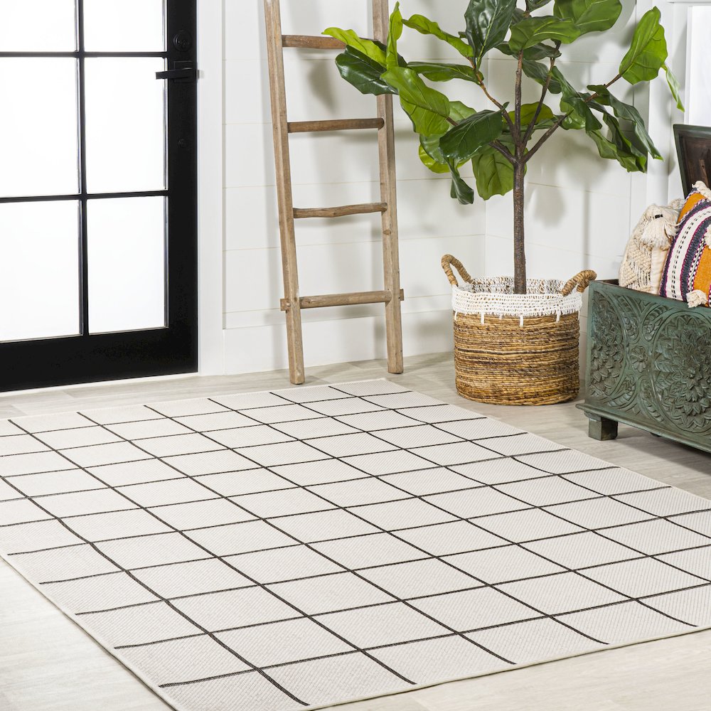 Grid Modern Squares Indoor/Outdoor Area Rug