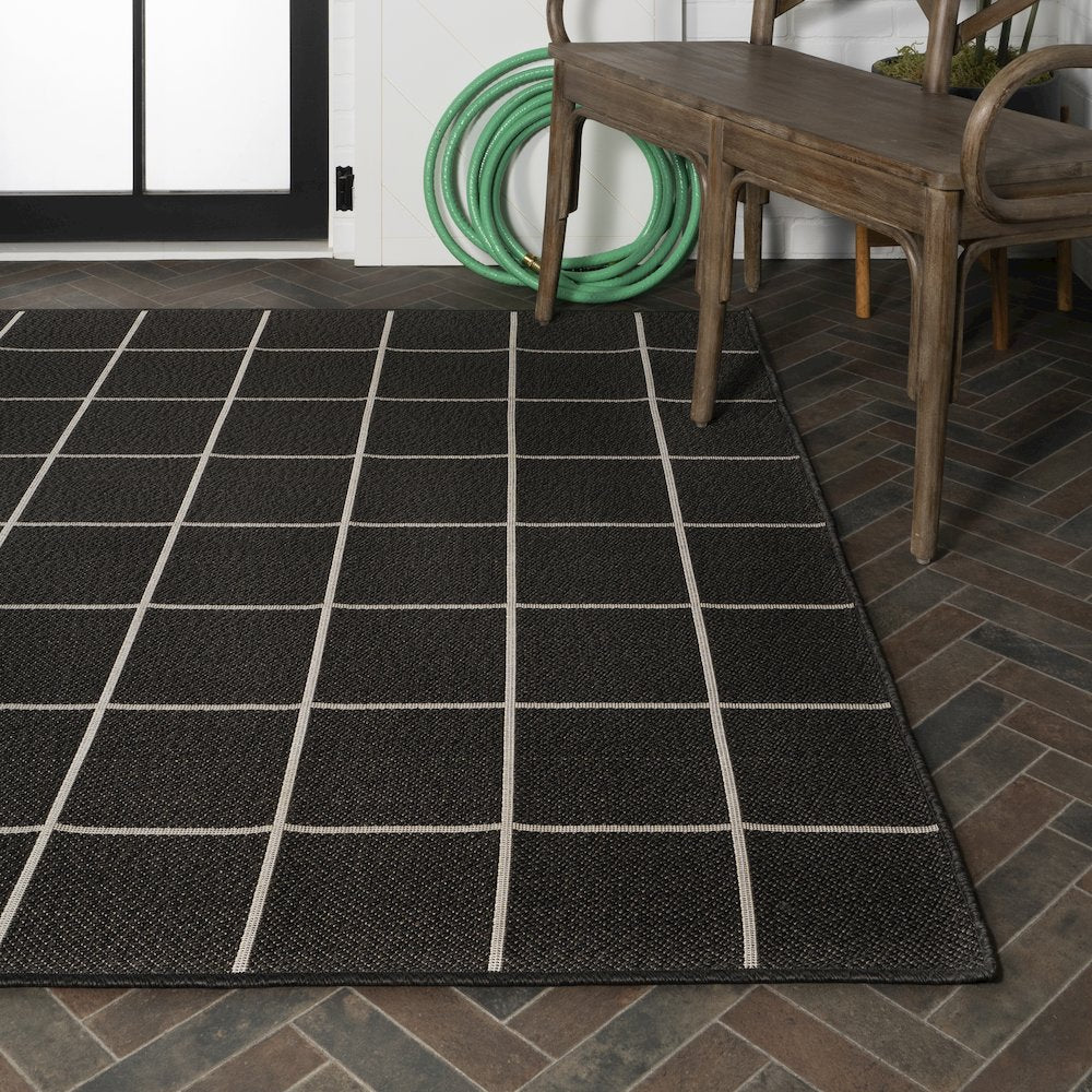 Grid Modern Squares Indoor/Outdoor Area Rug
