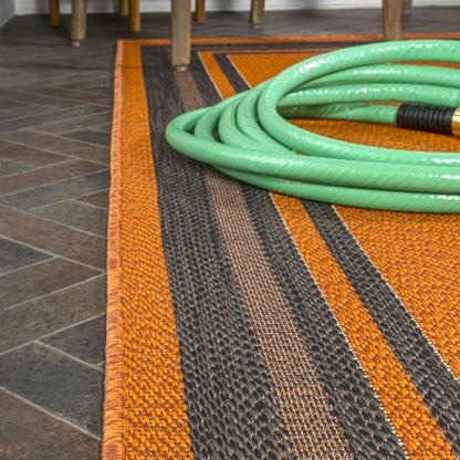 James Modern Border Stripe Indoor/Outdoor Area Rug