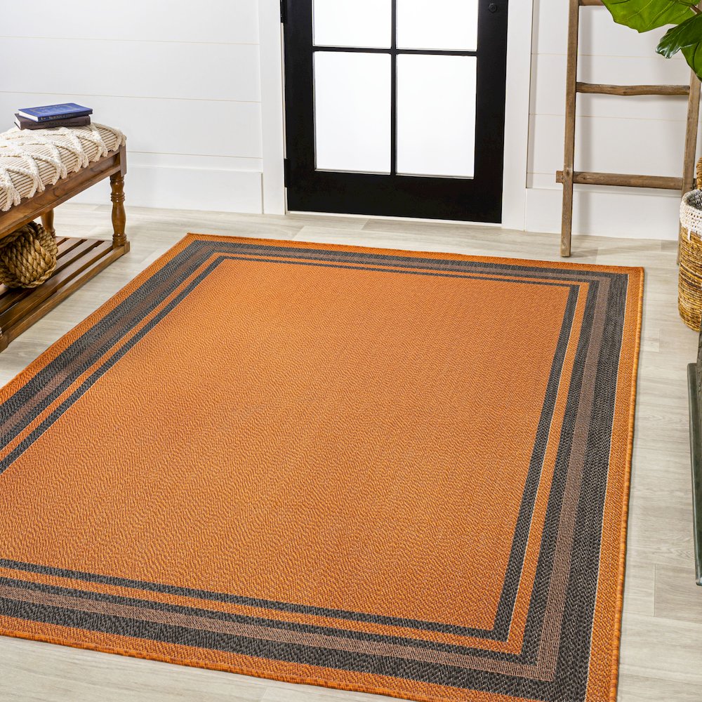 James Modern Border Stripe Indoor/Outdoor Area Rug
