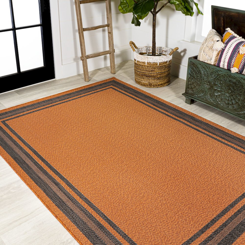 James Modern Border Stripe Indoor/Outdoor Area Rug