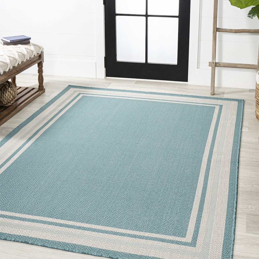 James Modern Border Stripe Indoor/Outdoor Area Rug