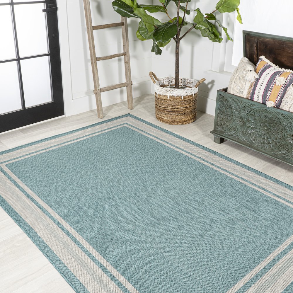 James Modern Border Stripe Indoor/Outdoor Area Rug