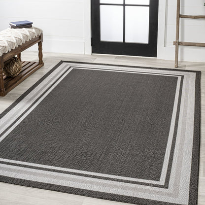 James Modern Border Stripe Indoor/Outdoor Area Rug