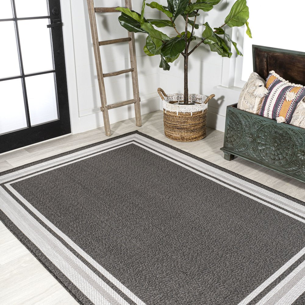James Modern Border Stripe Indoor/Outdoor Area Rug