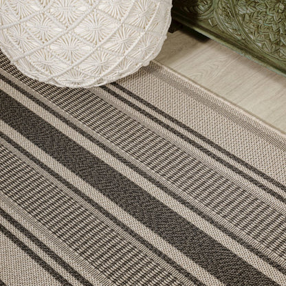 Haynes Modern Double Stripe Indoor/Outdoor Area Rug