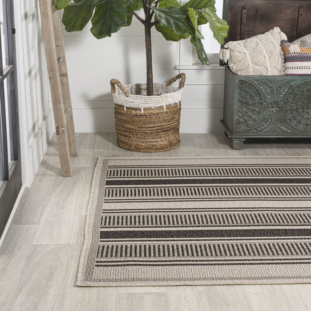 Haynes Modern Double Stripe Indoor/Outdoor Area Rug