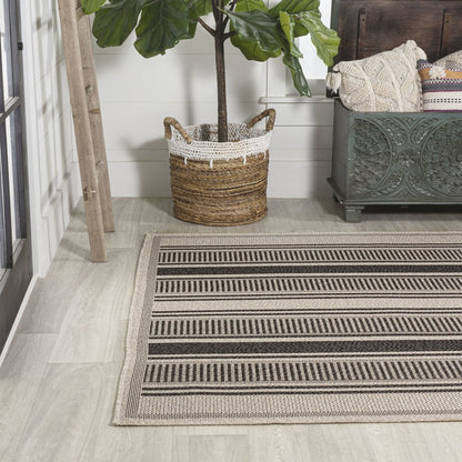 Haynes Modern Double Stripe Indoor/Outdoor Area Rug