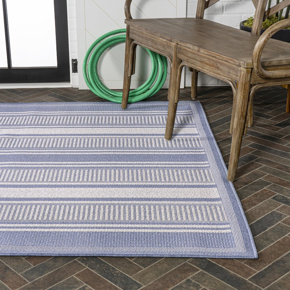 Haynes Modern Double Stripe Indoor/Outdoor Area Rug