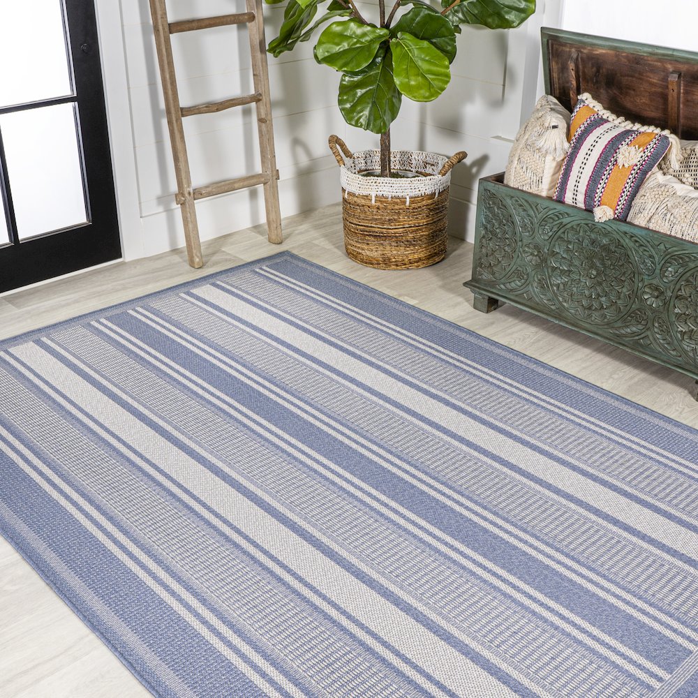 Haynes Modern Double Stripe Indoor/Outdoor Area Rug