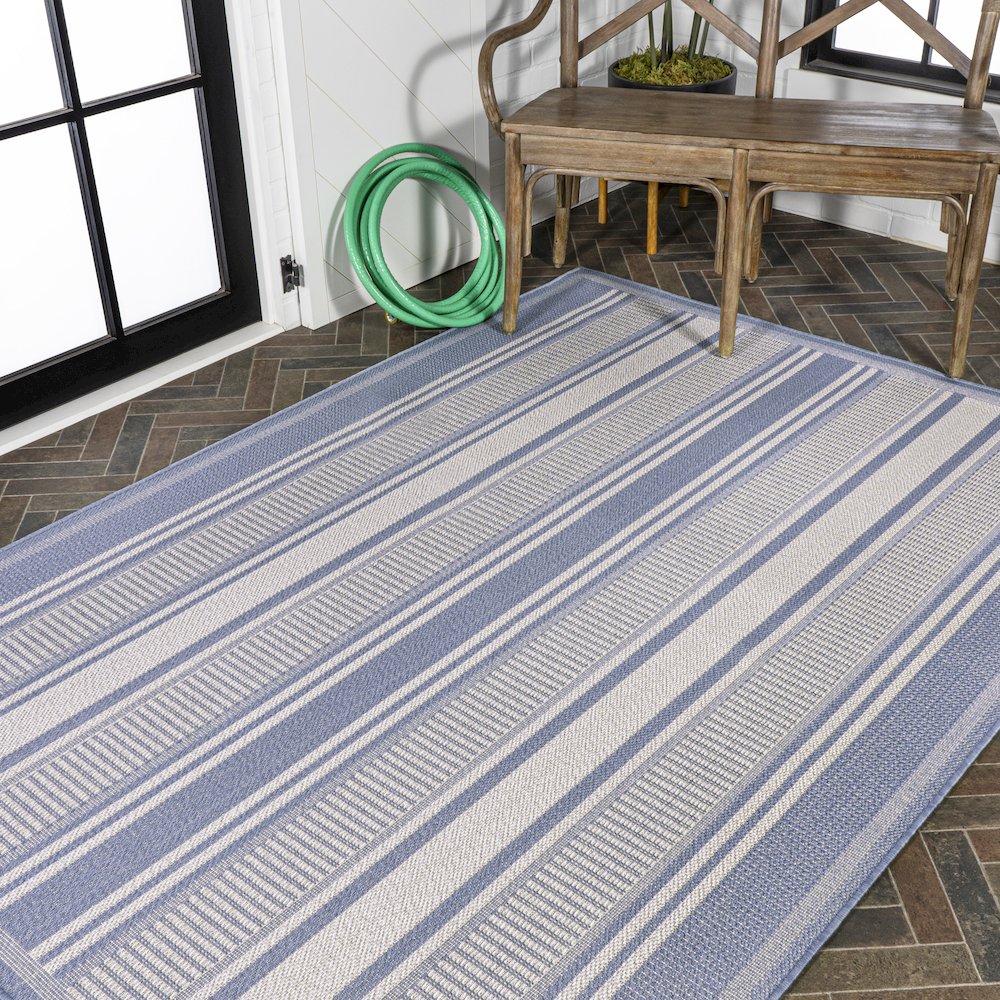Haynes Modern Double Stripe Indoor/Outdoor Area Rug