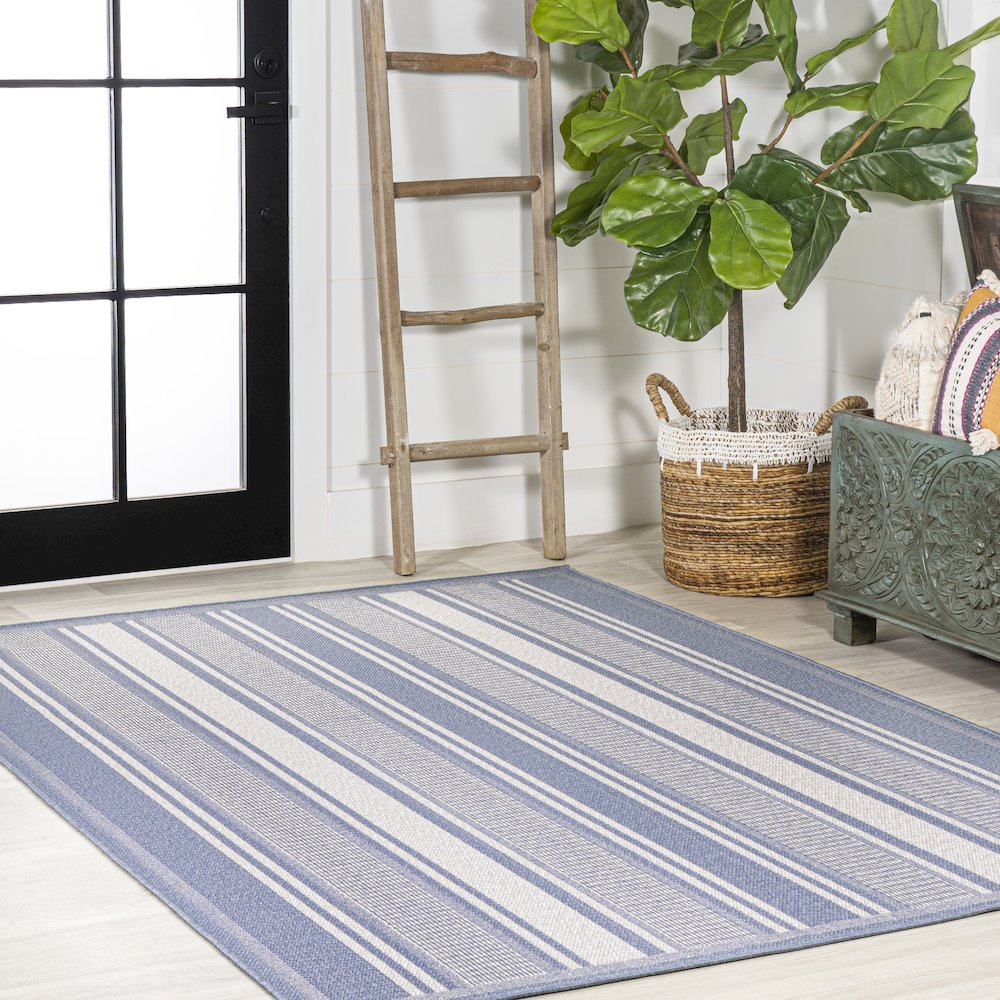Haynes Modern Double Stripe Indoor/Outdoor Area Rug