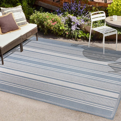 Haynes Modern Double Stripe Indoor/Outdoor Area Rug