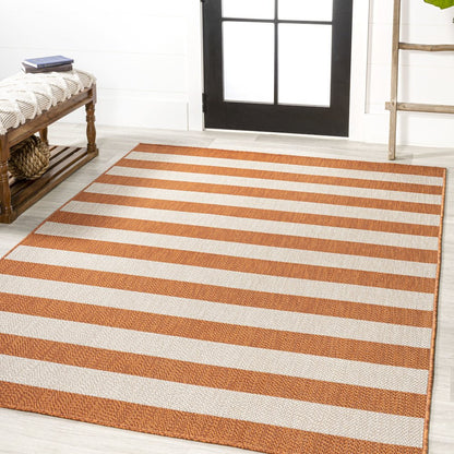 Negril Two Tone Wide Stripe Indoor/Outdoor Area Rug