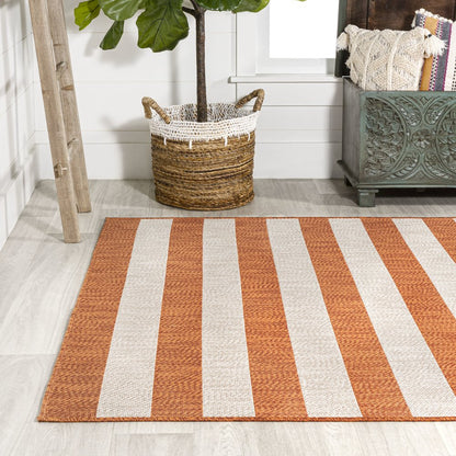 Negril Two Tone Wide Stripe Indoor/Outdoor Area Rug