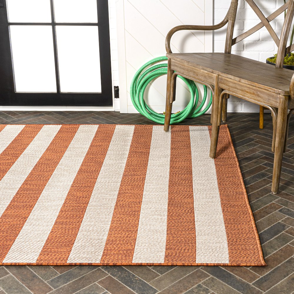 Negril Two Tone Wide Stripe Indoor/Outdoor Area Rug