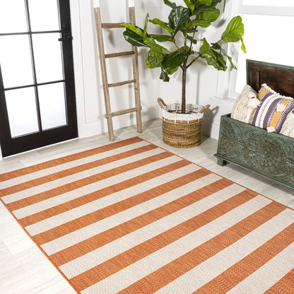Negril Two Tone Wide Stripe Indoor/Outdoor Area Rug